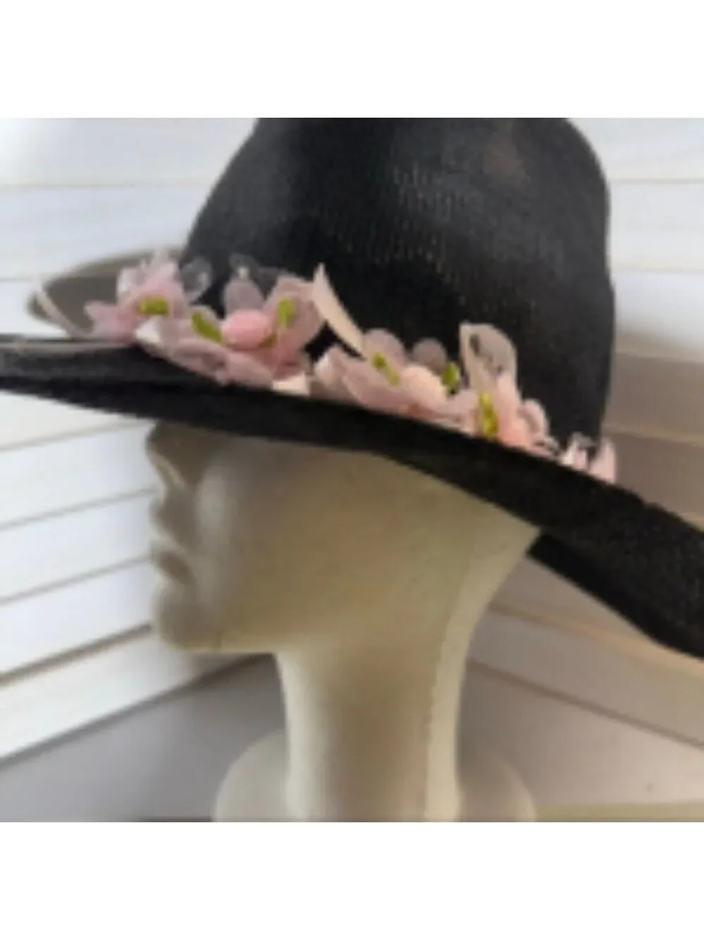 Handcrafted Cowboy Hat Floral Applique Black OS